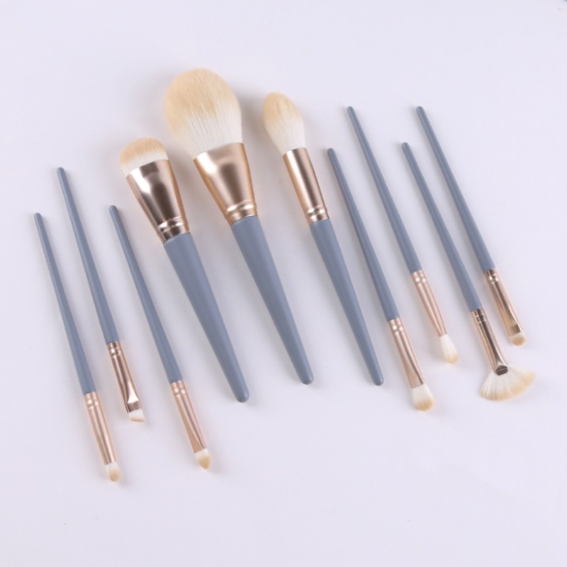 10 pcs blue makeup brushes set