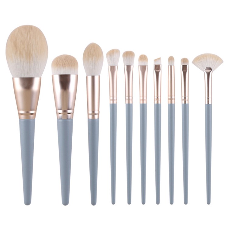 10 pcs blue makeup brushes set