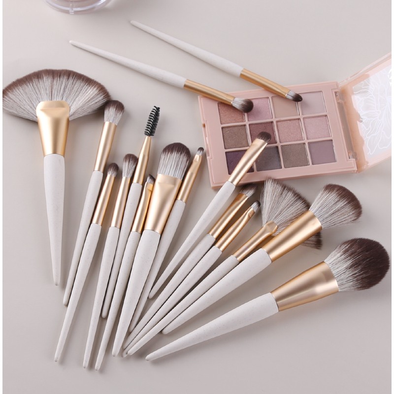 16pcs Beige Makeup Brush Set