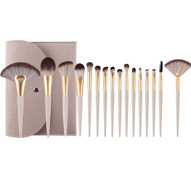 16pcs Beige Makeup Brush Set