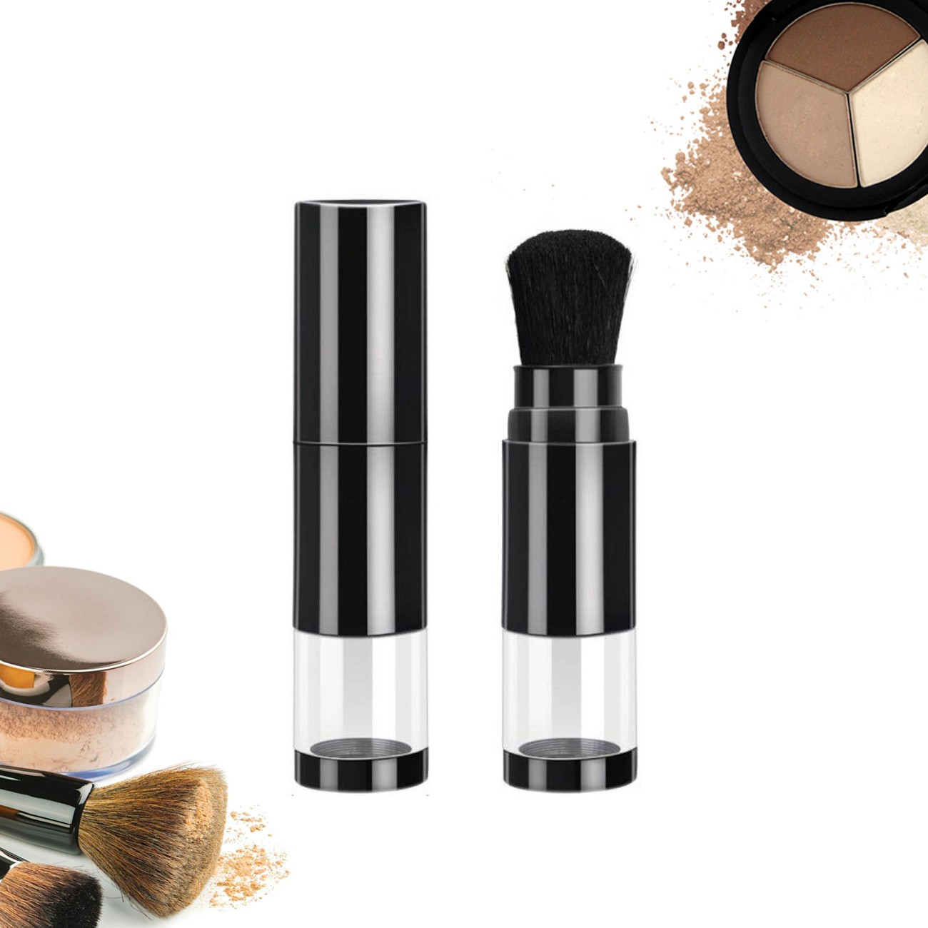 Refillable loose powder brush